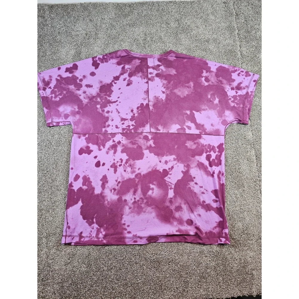 Nike Yoga Dri-FIT Tie Dye Purple Cloud Wash T-Shirt Womens XL Tall CZ9186-507